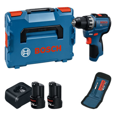Bosch akumuliatorinis gręžtuvas-suktuvas GSR 12V-31, 2 × 2,0 Ah, L-BOXX lagaminas, antgalių rinkinys