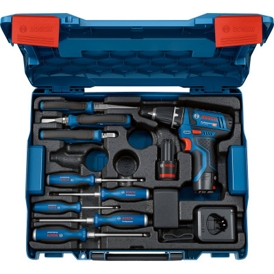Bosch akumuliatorinis gręžtuvas-suktuvas GSR 12V-15, 2 × 2,0 Ah, L-BOXX lagaminas