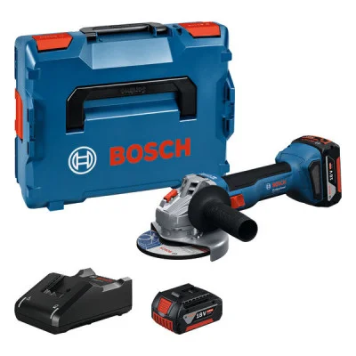 Bosch kampinis šlifuoklis GWS 18V-8, 2× 5,0 Ah, su lagaminu