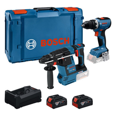 Bosch GSR 18V-65 + GBH 18V-26 + GAL 12V/18V-80 – akumuliatorinių įrankių rinkinys