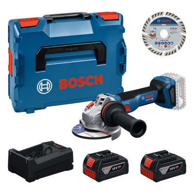 Bosch kampinis šlifuoklis GWS 18V-11 S, 2× 5,0 Ah, su lagaminu
