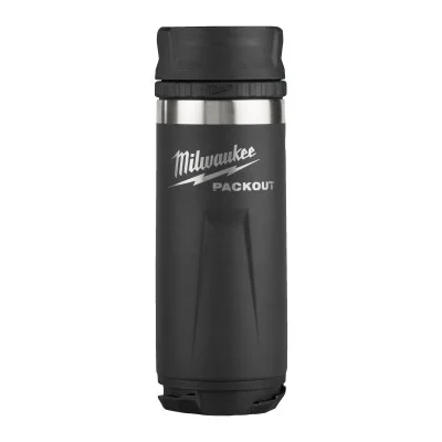 Milwaukee PACKOUT juodas termo puodelis su dangteliu, 530 ml