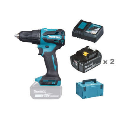 Makita akumuliatorinis smūginis gręžtuvas-suktuvas DHP490RTJ (18 V, 2 × 5,0 Ah)