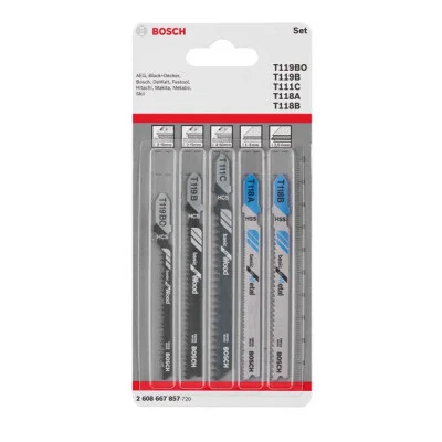 Bosch siaurapjūklio pjūklelių rinkinys medienai ir metalui 2608667857 (5 vnt.)