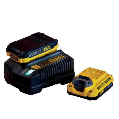 Stanley akumuliatorių ir įkroviklio pradinis rinkinys FATMAX V20 SFMCB12D2 (18 V, 2 × 2,0 Ah)