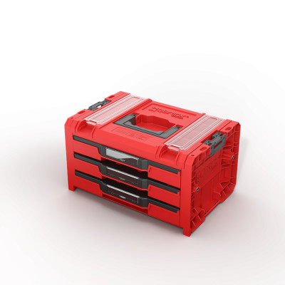QBRICK modulinė įrankių stalčių sistema SYSTEM PRO 2.0 DRAWER 3 TOOLBOX PROFI EXPERT RED Ultra HD Custom (3 stalčiai)