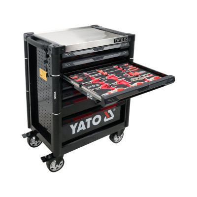 Yato įrankių vežimėlis su įrankių komplektu YT-55308 (157 vnt.)