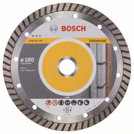 Universalus deimantinis pjovimo diskas statyboms Bosch Standard Turbo, 180 x 22,23 x 2,5 mm, 1 vnt.
