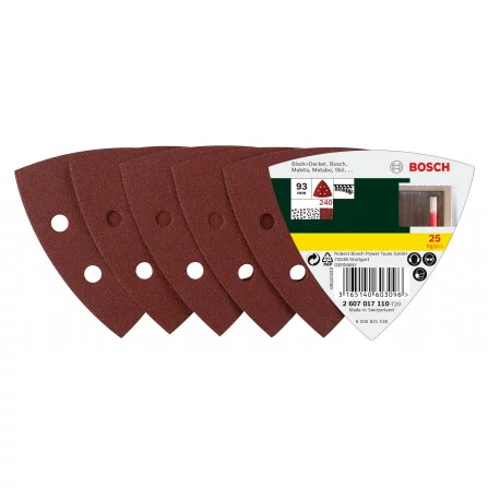 Bosch šlifavimo popierių rinkinys, 93 x 115 mm, 240 grūdėtumas, 25 vnt.