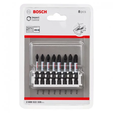 Bosch sukimo antgalių rinkinys Impact Control, 8 vnt, 50 mm, 1/4''