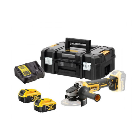 Dewalt akumuliatorinio kampinio šlifuoklio rinkinys DCG405P2, 125 mm, 18 V, 2 x 5 Ah, įkroviklis + lagaminas