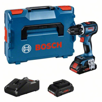 Akumuliatorinis gręžtuvas Bosch GSR 18V-90 C (+2x baterijos + įkroviklis + dėklas L-Boxx)