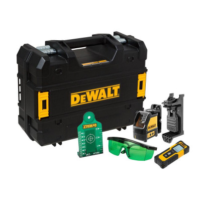 Dewalt skersinės linijos lazerių rinkinys su žaliu spinduliu, 20 m DW088CG + nuotolio ieškiklis iki 30 m DWHT77100