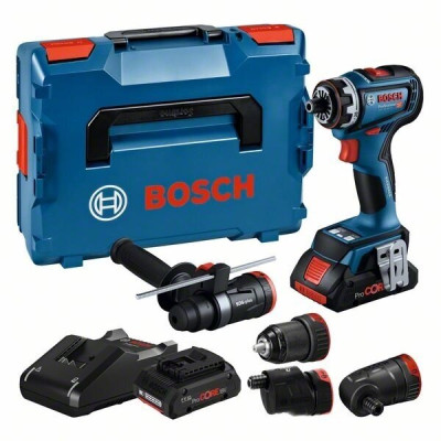 Bosch akumuliatorinio gręžtuvo rinkinys GSR 18V-90 FC + GFA 18-M/E/W/H + 2 x 4.0 Ah + GAL 18V-40