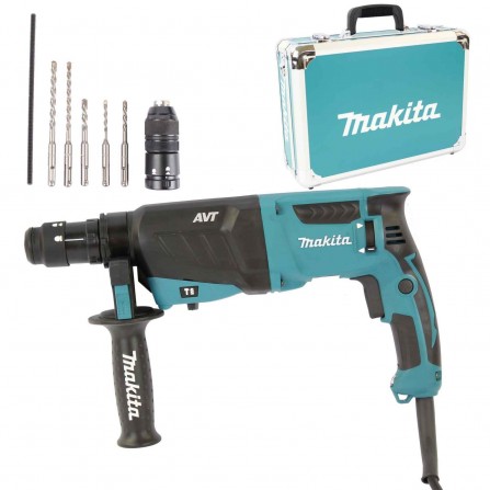 Elektrinis perforatorius Makita HR2631FT13, 800 W + grąžtų rinkinys + lagaminas