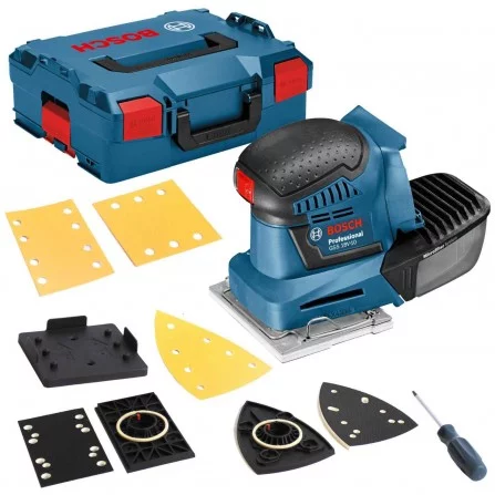 Akumuliatorinis plokštuminis šlifuoklis Bosch GSS 18V-10, 18 V, lagaminas + priedai