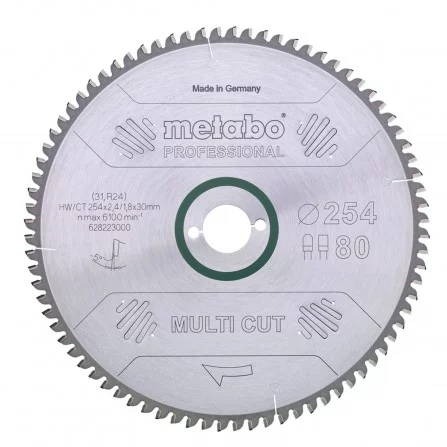 Pjovimo diskas Metabo „multi cut - professional“, 254x30, Z80 FZ/TZ, 5°neg. (628223000)