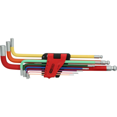 KS Tools rutulinių antgalių šešiakampių raktų rinkinys, ypač ilgas, 9 dalių (151.4420)