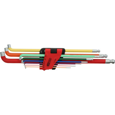 KS Tools šešiakampių raktų rinkinys su rutuliniais antgaliais, 108° kampu, 9 dalių, colių (151.4430)