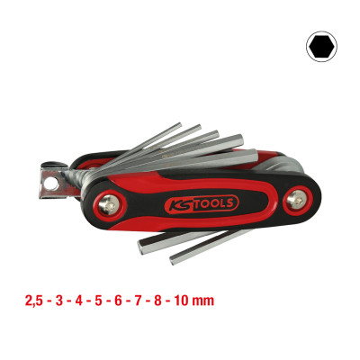 KS Tools šešiakampių raktų sulankstomas laikiklis, 8 dalių (158.3540)