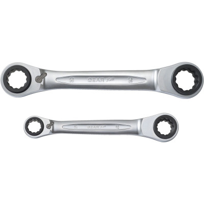 KS Tools 4 viename GEARplus perjungiamų dvigubų reketinių žiedinių raktų rinkinys, 2 dalių, 21–34 mm (503.4550)