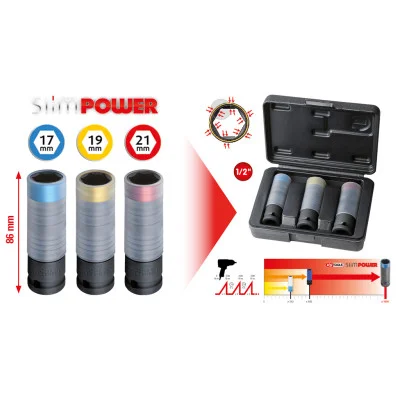 KS Tools SlimPOWER smūginių galvučių rinkinys, 3 dalių, 1/2 colio (515.0990)