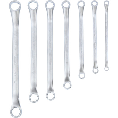 KS Tools RESCUEpower dvigubų žiedinių veržliarakčių rinkinys, išlenktas, 7 dalių, 6–19 mm (517.1555)