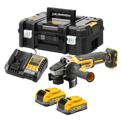 DeWalt akumuliatorinis kampinis šlifuoklis DCG405S2T 125 mm 18 V Powerstack