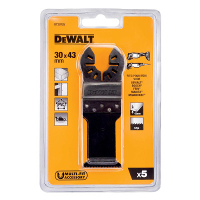 DeWalt daugiafunkcio įrankio pjūkleliai DT20725-QZ 43 x 30 mm, 5 vnt.