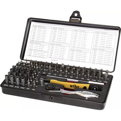 Wiha ESD mikro antgalių rinkinys 39971 65 dalių 4 mm C4 dėžutėje