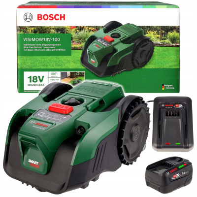 Bosch vejos robotas VISIMOW18V-100 su akumuliatoriumi ir atsarginiais peiliais