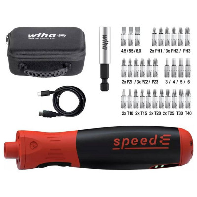 Wiha elektrinis atsuktuvas speedE PocketDrive 45791 su antgalių dėžute