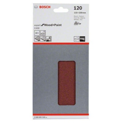 Bosch C430 šlifavimo lapas 93 × 230 mm, P120, 10 pcs