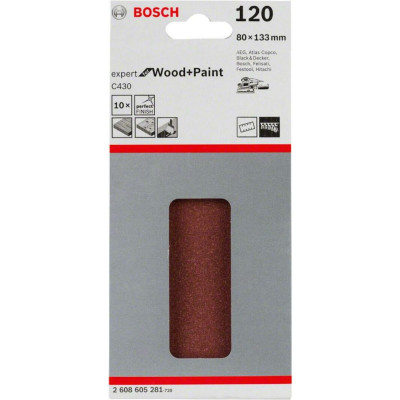 Bosch C430 šlifavimo lapas 80 × 133 mm, P120, 10 pcs