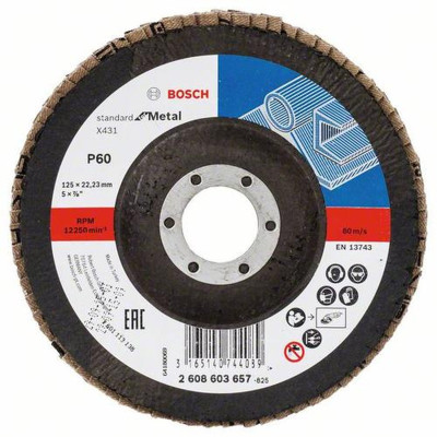 Bosch X431 Standard for Metal vėduoklinis šlifavimo diskas 115 × 22,23 mm, P80