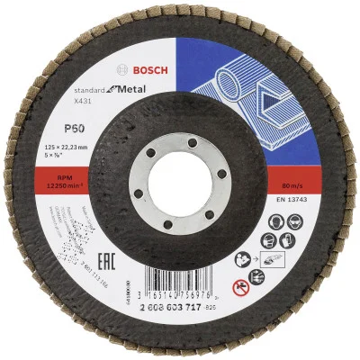 Bosch X431 Standard for Metal vėduoklinis šlifavimo diskas 125 × 22,23 mm, P40