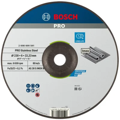 Bosch PRO Stainless Steel grinding disc šlifavimo diskas 230 × 6 × 22,23 mm