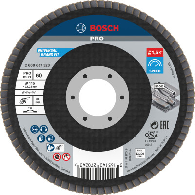 Bosch PRO X571 vėduoklinis šlifavimo diskas 115 mm G60