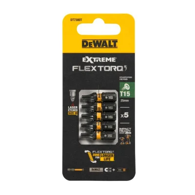 DeWalt sukimo antgalių rinkinys FLEXTORQ T15 25 mm, 5 vnt.