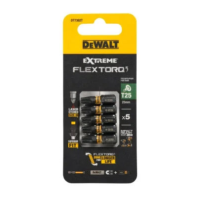 DeWalt sukimo antgalių rinkinys FLEXTORQ T25 25 mm, 5 vnt.