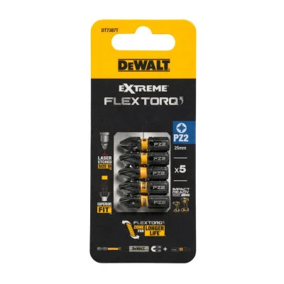 DeWalt sukimo antgalių rinkinys FLEXTORQ PZ2 25 mm, 5 vnt.