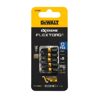 DeWalt sukimo antgalių rinkinys FLEXTORQ PZ3 25 mm, 5 vnt.