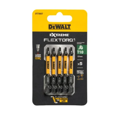 DeWalt sukimo antgalių rinkinys FLEXTORQ T10 57 mm, 5 vnt.