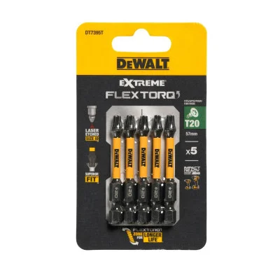 DeWalt sukimo antgalių rinkinys FLEXTORQ T20 57 mm, 5 vnt.