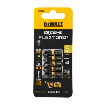 DeWalt sukimo antgalių rinkinys FLEXTORQ PH2 25 mm, 5 vnt.