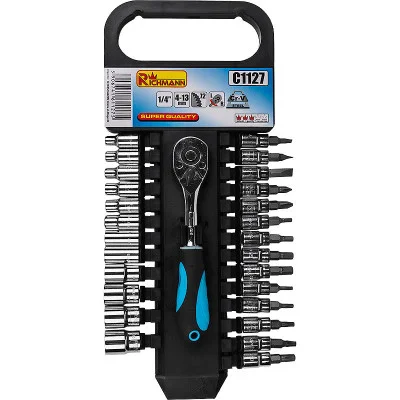Richmann galvučių rinkinys 1/4″ su terkšle, 27 vnt.