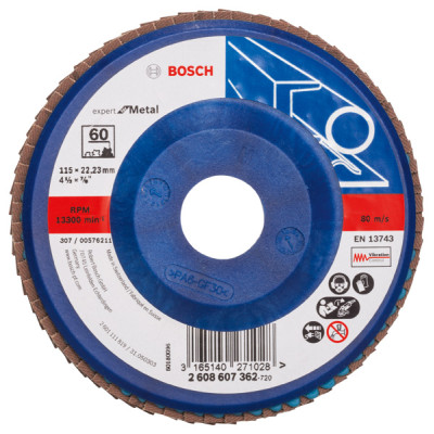 Bosch vėduoklinis šlifavimo diskas X551 Expert for Metal 115 mm K60