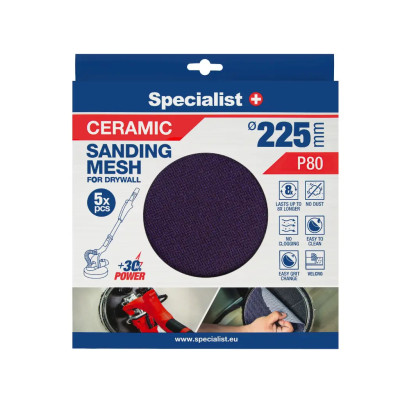 Specialist keramikinis šlifavimo tinklelis MESH, P80, 225 mm, 5 vnt.