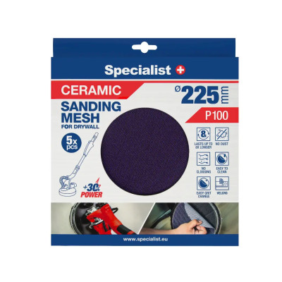 Specialist keramikinis šlifavimo tinklelis MESH, P100, 225 mm, 5 vnt.
