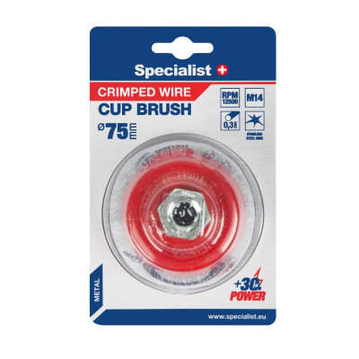 Specialist vielinė šlifavimo taurė tiesia viela 75 mm, M14